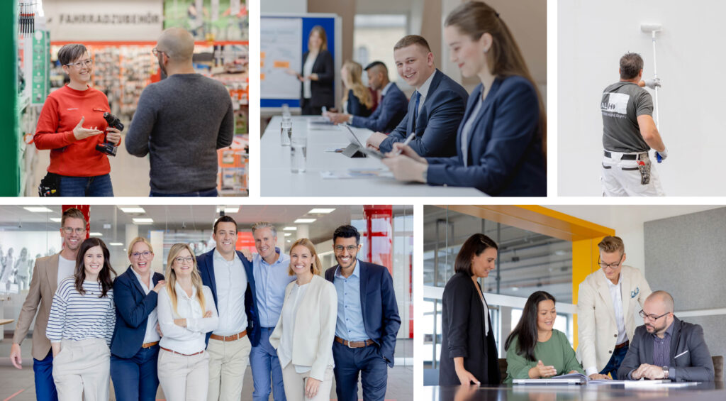 Collage von Bildern Unternehmensfotografie.